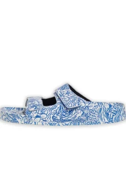 Weird Fish Flipflops And Footwear|Flipflops And Footwear|Appledore Printed Pool Sliders Azure