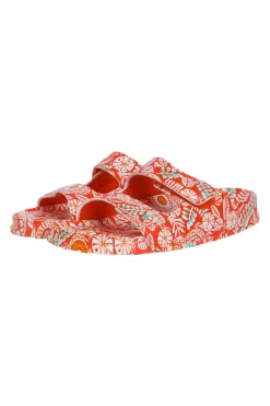 Weird Fish Flipflops And Footwear|Flipflops And Footwear|Appledore Printed Pool Sliders Tango Red