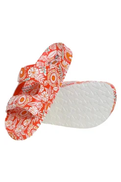 Weird Fish Flipflops And Footwear|Flipflops And Footwear|Appledore Printed Pool Sliders Tango Red