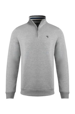 Weird Fish Sweatshirts & Hoodies|Archer Eco WF Branded 1/4 Zip Sweatshirt Grey Marl