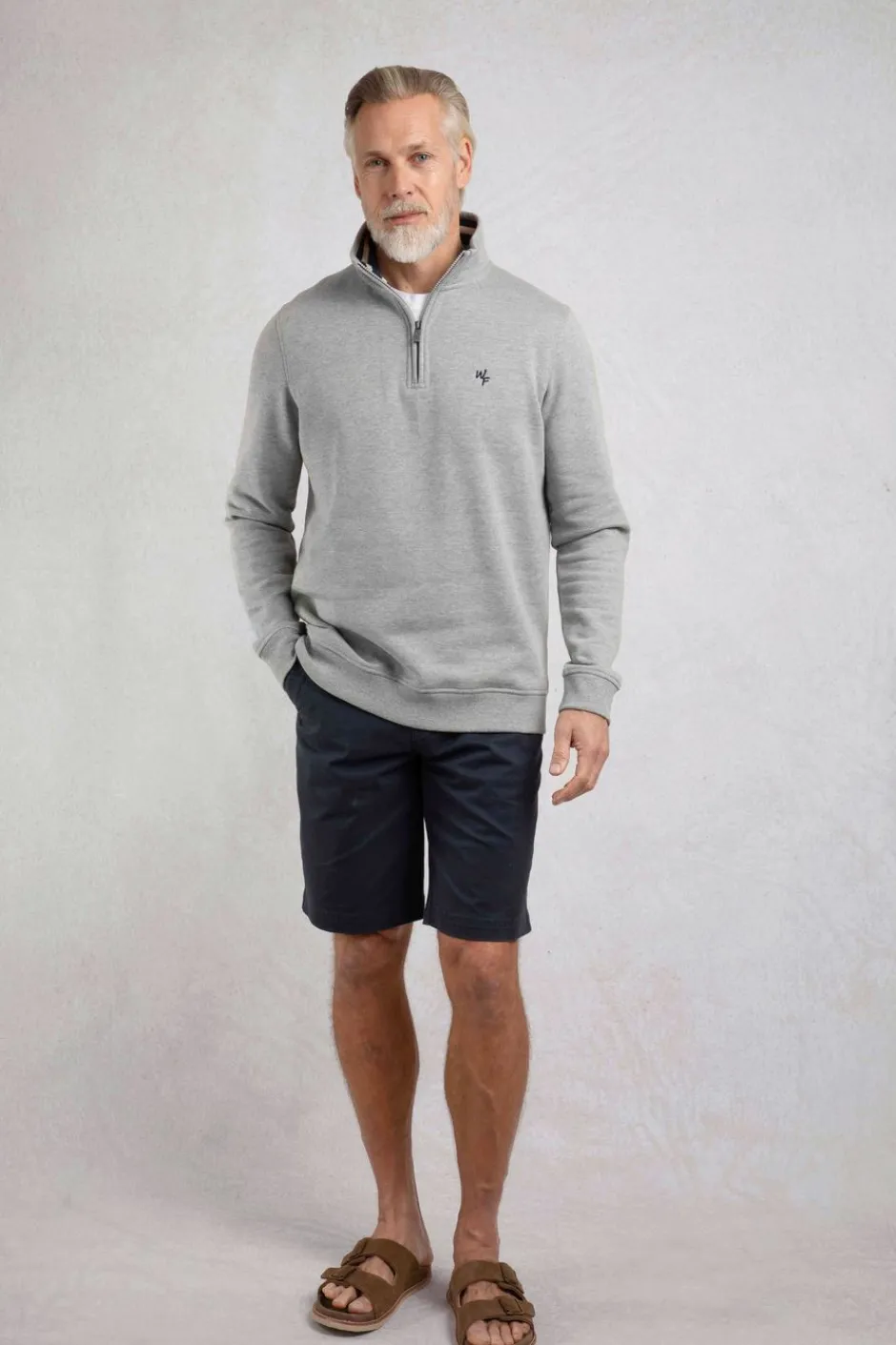 Weird Fish Sweatshirts & Hoodies|Archer Eco WF Branded 1/4 Zip Sweatshirt Grey Marl