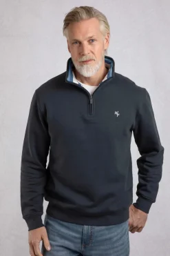 Weird Fish Sweatshirts & Hoodies|Archer Eco WF Branded 1/4 Zip Sweatshirt Navy