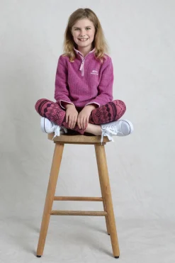 Weird Fish Kids Fleece & Hoodies|Archie Unisex Kids Eco 1/4 Zip Grid Fleece Raspberry