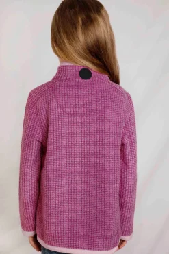 Weird Fish Kids Fleece & Hoodies|Archie Unisex Kids Eco 1/4 Zip Grid Fleece Raspberry