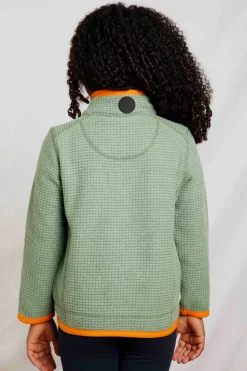 Weird Fish Kids Fleece & Hoodies|Archie Unisex Kids Eco 1/4 Zip Grid Fleece Green