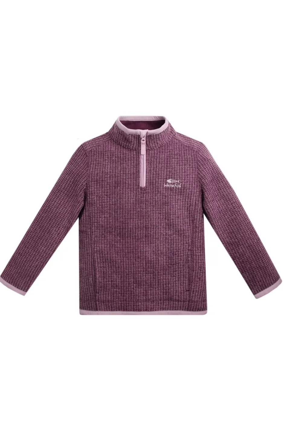 Weird Fish Kids Fleece & Hoodies|Archie Unisex Kids Eco 1/4 Zip Grid Fleece Dark Violet