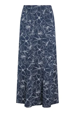 Weird Fish Skirts|Ares Printed Jersey A-Line Maxi Skirt Dark Navy