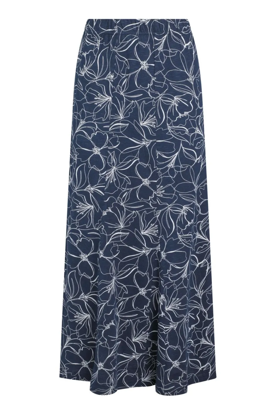 Weird Fish Skirts|Ares Printed Jersey A-Line Maxi Skirt Dark Navy