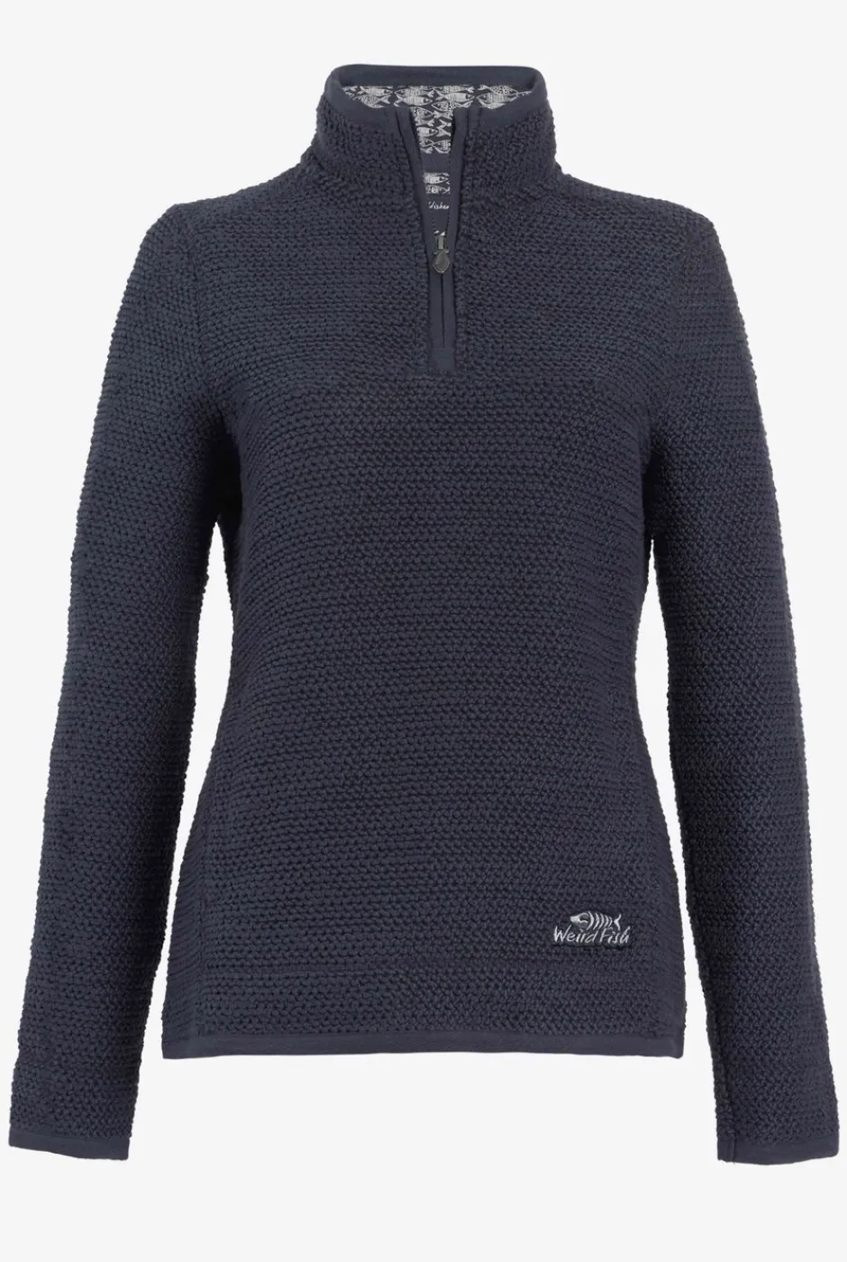 Weird Fish Sweatshirts & Hoodies|Aria 1/4 Zip Eco Macaroni Sweatshirt Navy