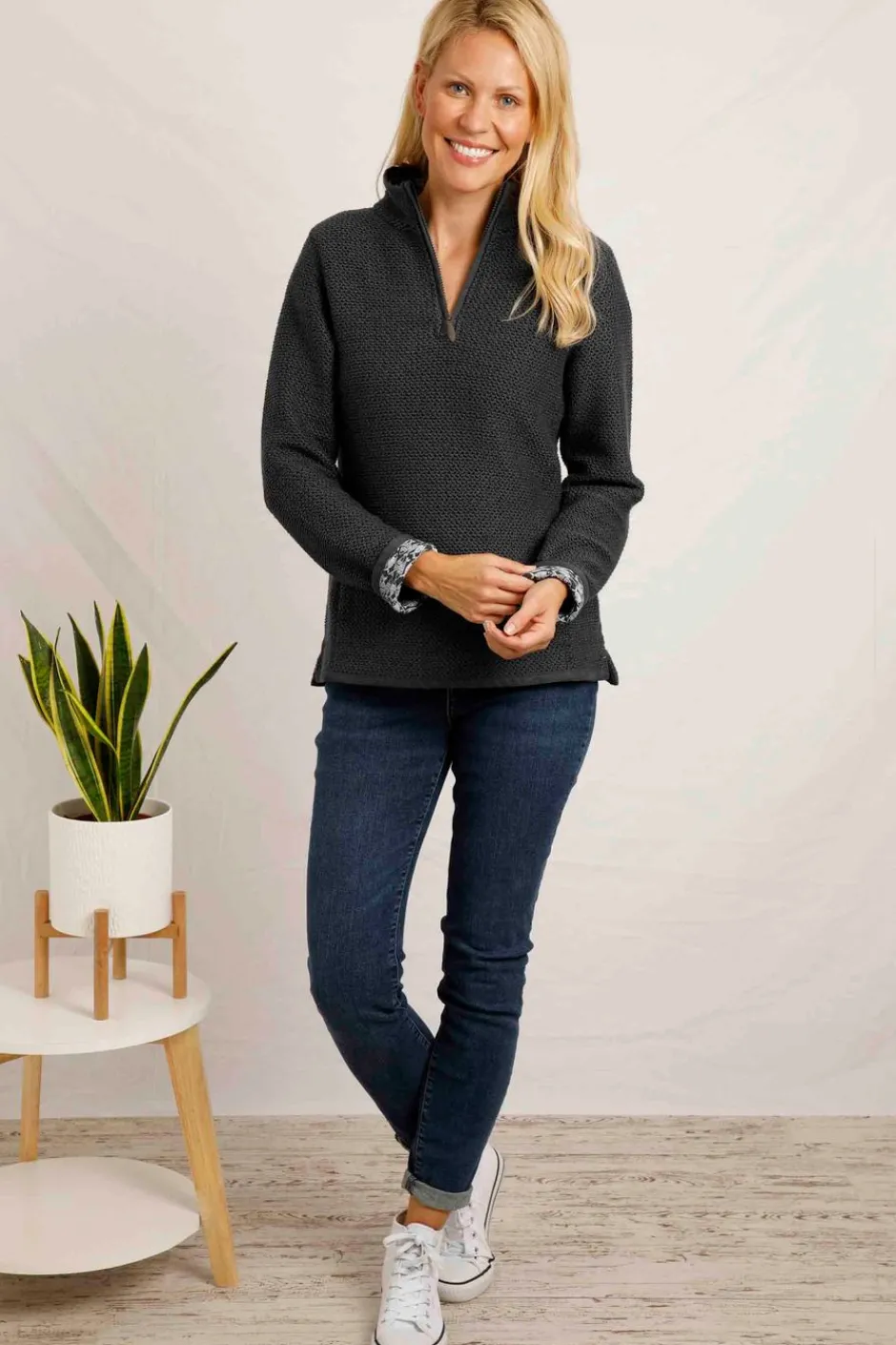 Weird Fish Sweatshirts & Hoodies|Aria 1/4 Zip Eco Macaroni Sweatshirt Navy