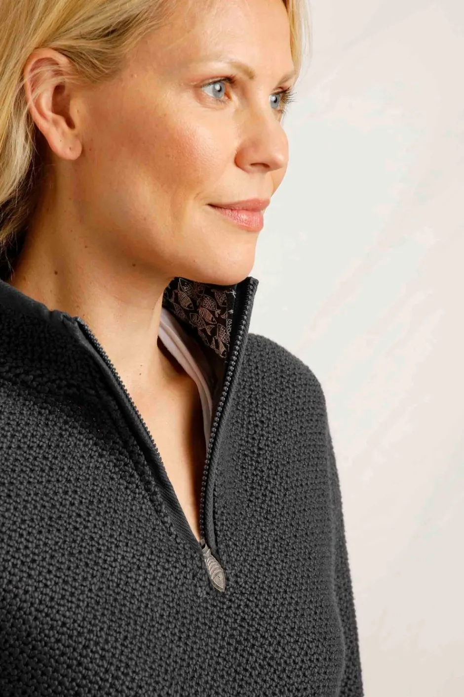 Weird Fish Sweatshirts & Hoodies|Aria 1/4 Zip Eco Macaroni Sweatshirt Navy
