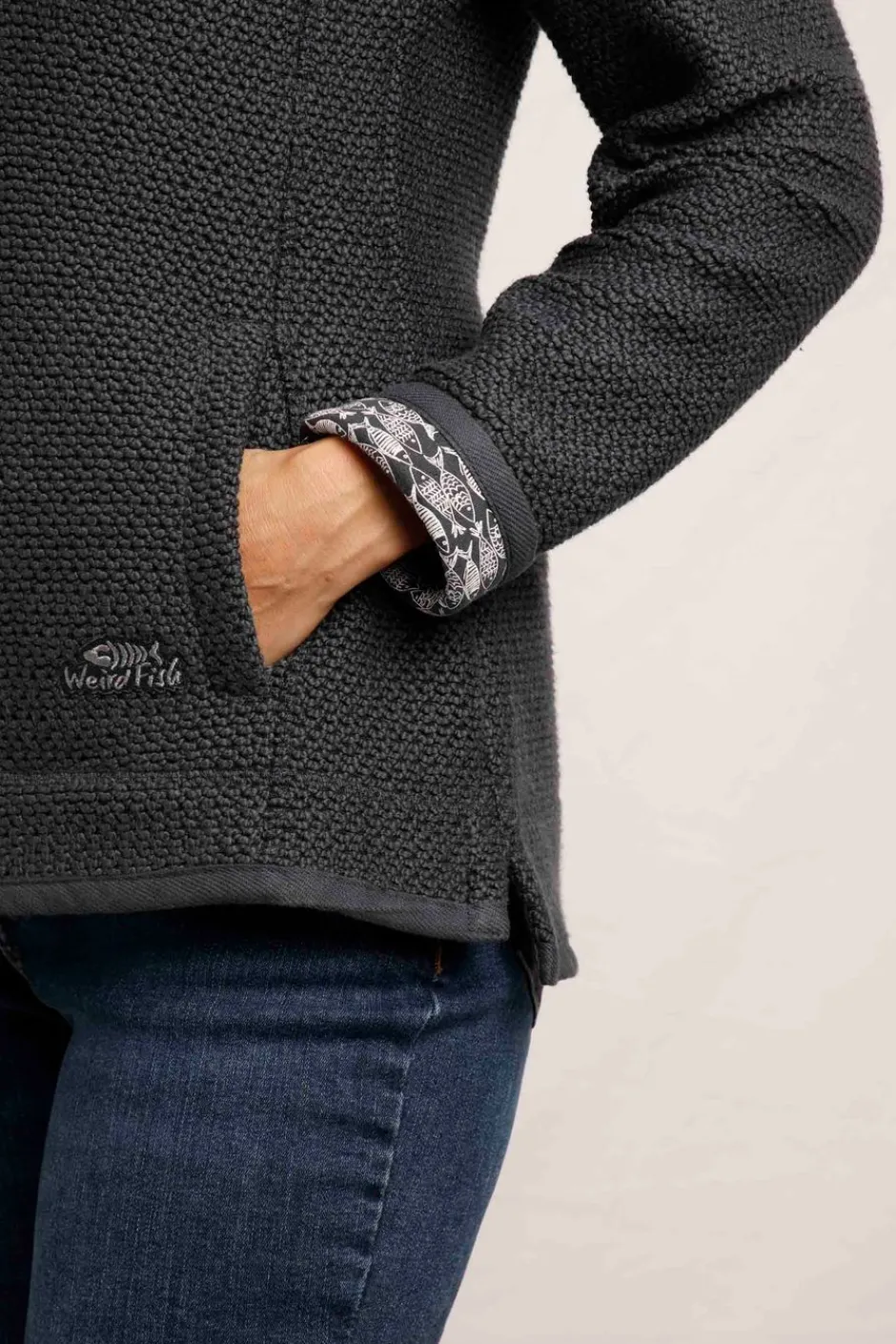 Weird Fish Sweatshirts & Hoodies|Aria 1/4 Zip Eco Macaroni Sweatshirt Navy