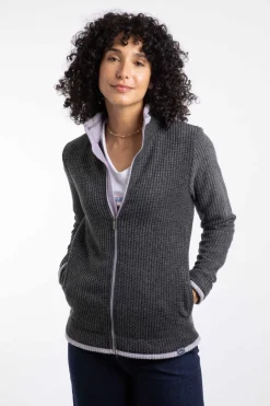 Weird Fish Fleece|Ariana Eco Full Zip Grid Fleece Washed Black