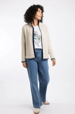 Weird Fish Fleece|Ariana Eco Full Zip Grid Fleece Ecru