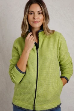 Weird Fish Fleece|Ariana Eco Full Zip Grid Fleece Tarragon