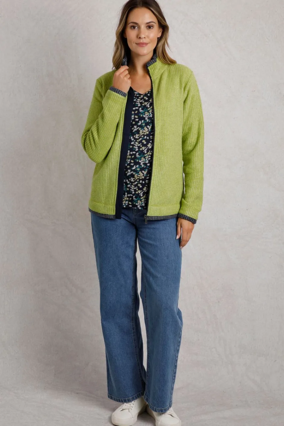 Weird Fish Fleece|Ariana Eco Full Zip Grid Fleece Tarragon