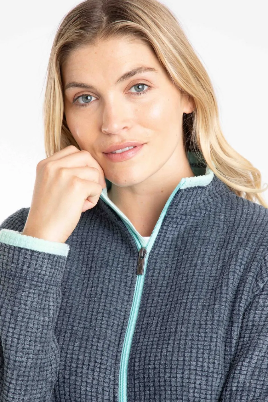 Weird Fish Fleece|Ariana Eco Full Zip Grid Fleece Rich Navy