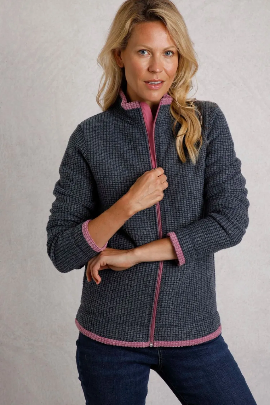 Weird Fish Fleece|Ariana Eco Full Zip Grid Fleece Navy