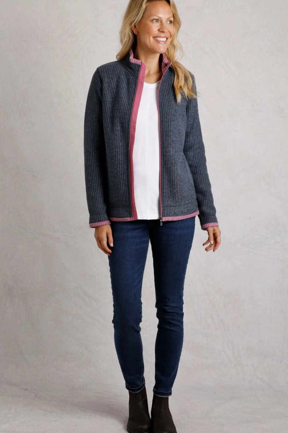 Weird Fish Fleece|Ariana Eco Full Zip Grid Fleece Navy