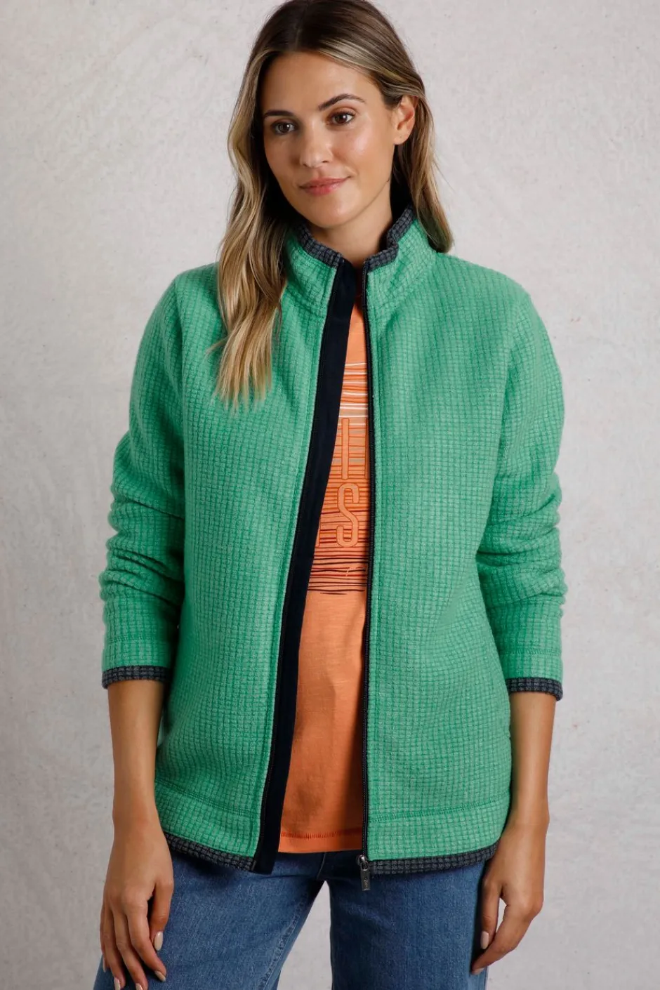 Weird Fish Fleece|Ariana Eco Full Zip Grid Fleece Grass Green