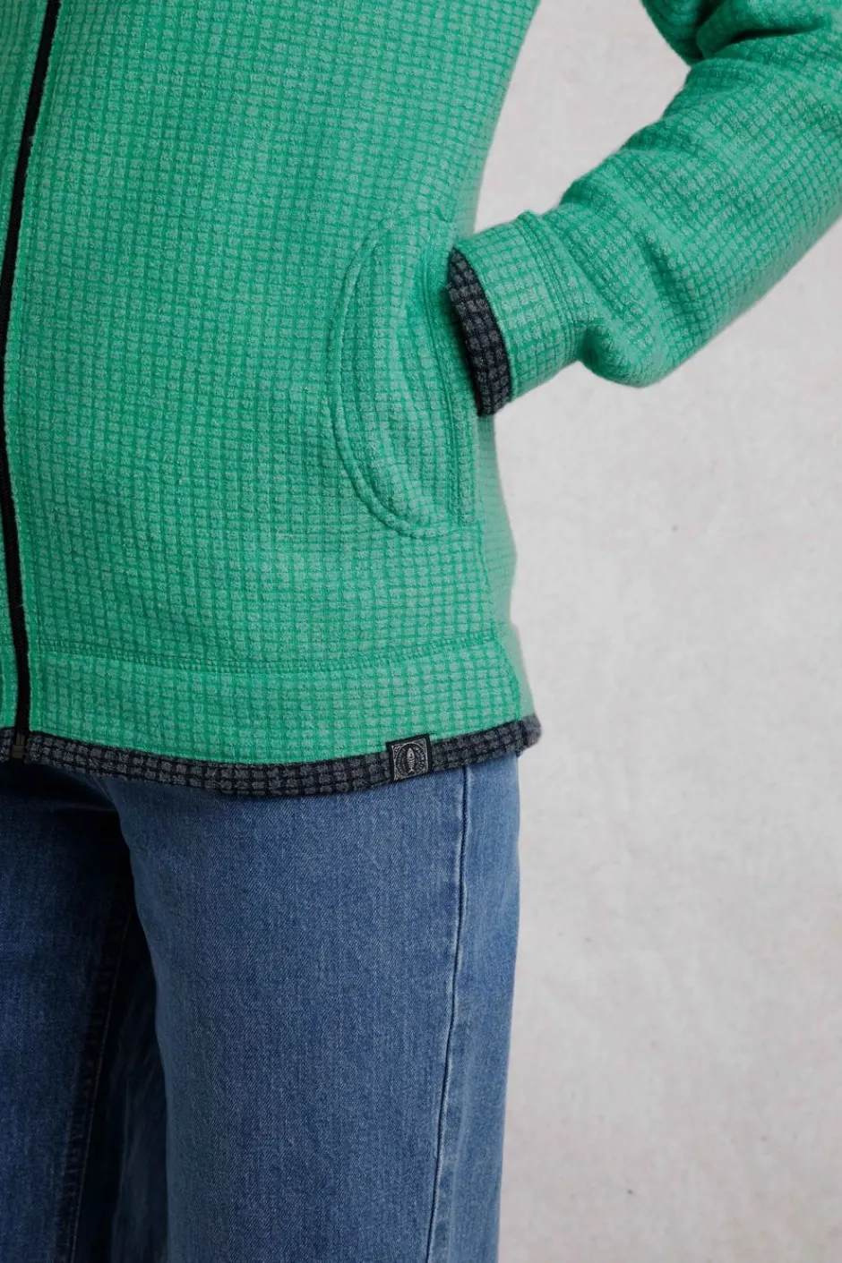 Weird Fish Fleece|Ariana Eco Full Zip Grid Fleece Grass Green