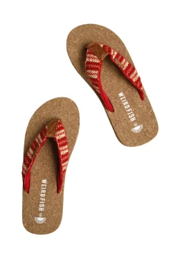 Weird Fish Flipflops And Footwear|Flipflops And Footwear|Arundel Cork Flip Flops Tango Red