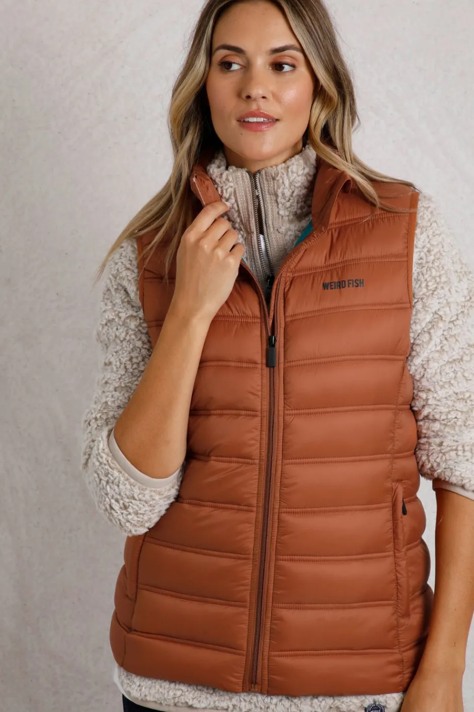 Weird Fish Coats, Jackets And Gilets|Atissa Lightweight Padded Gilet Rust