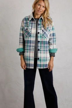 Weird Fish Shirts|Coats, Jackets And Gilets|Autumn Oversized Check Fleece Shacket Dark Jade
