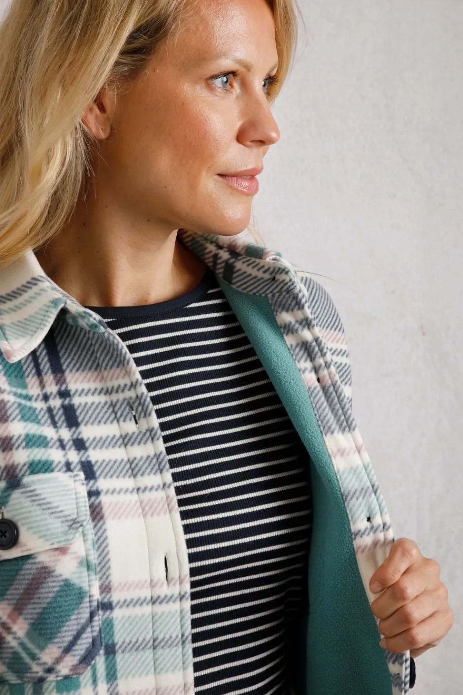 Weird Fish Shirts|Coats, Jackets And Gilets|Autumn Oversized Check Fleece Shacket Dark Jade