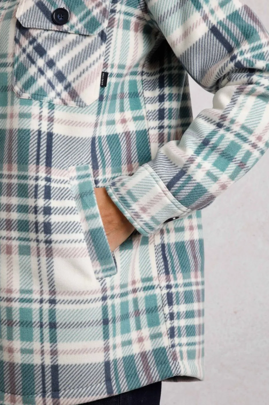 Weird Fish Shirts|Coats, Jackets And Gilets|Autumn Oversized Check Fleece Shacket Dark Jade