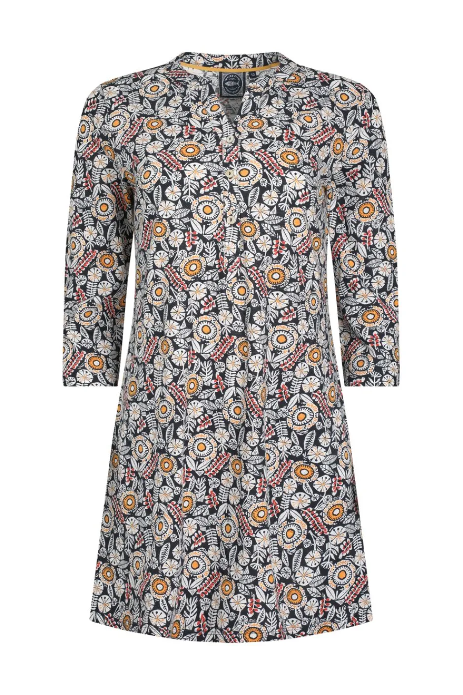 Weird Fish Tunics|Tops & T-Shirts|Ava Organic Cotton Printed Slub Tunic Navy