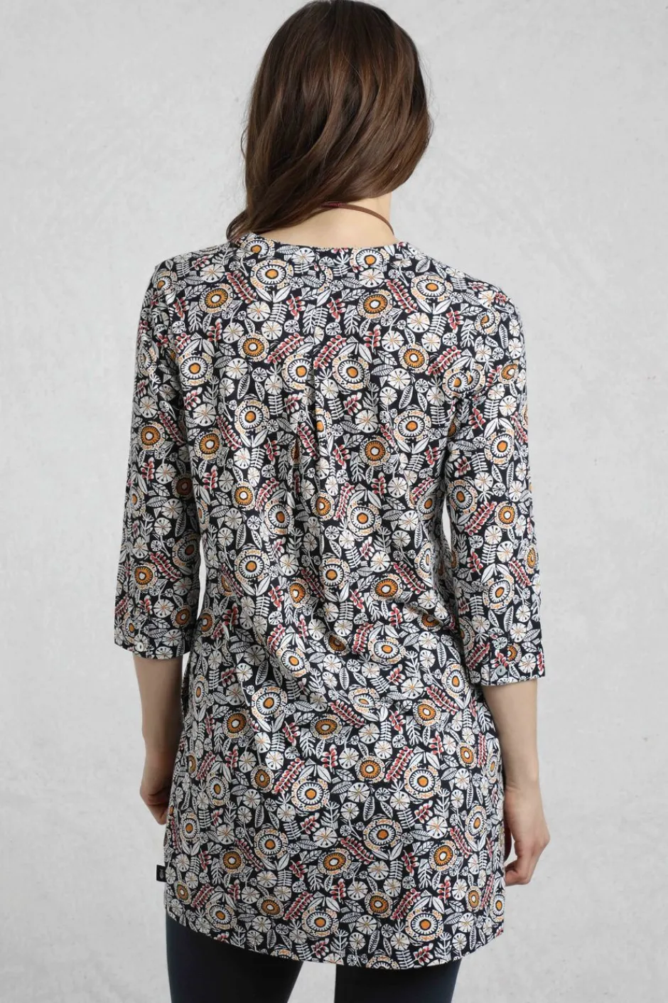 Weird Fish Tunics|Tops & T-Shirts|Ava Organic Cotton Printed Slub Tunic Navy
