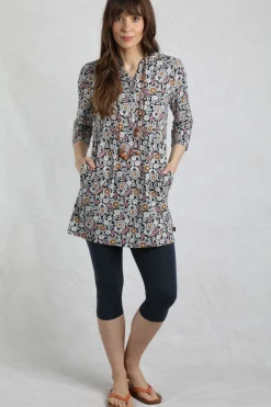 Weird Fish Tunics|Tops & T-Shirts|Ava Organic Cotton Printed Slub Tunic Navy