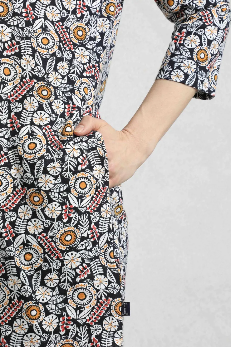 Weird Fish Tunics|Tops & T-Shirts|Ava Organic Cotton Printed Slub Tunic Navy