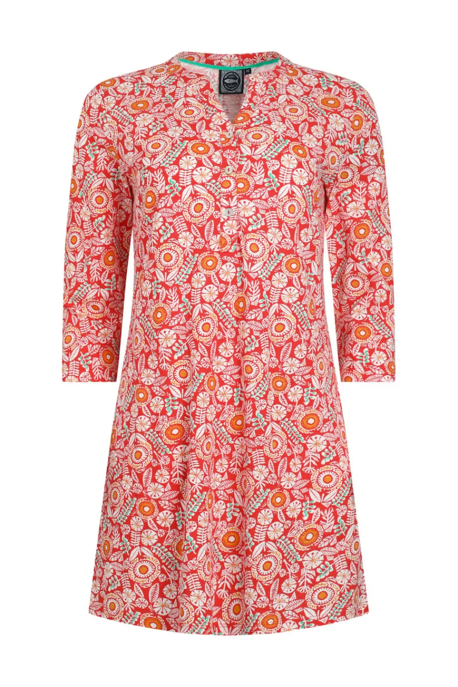 Weird Fish Tunics|Tops & T-Shirts|Ava Organic Cotton Printed Slub Tunic Tango Red