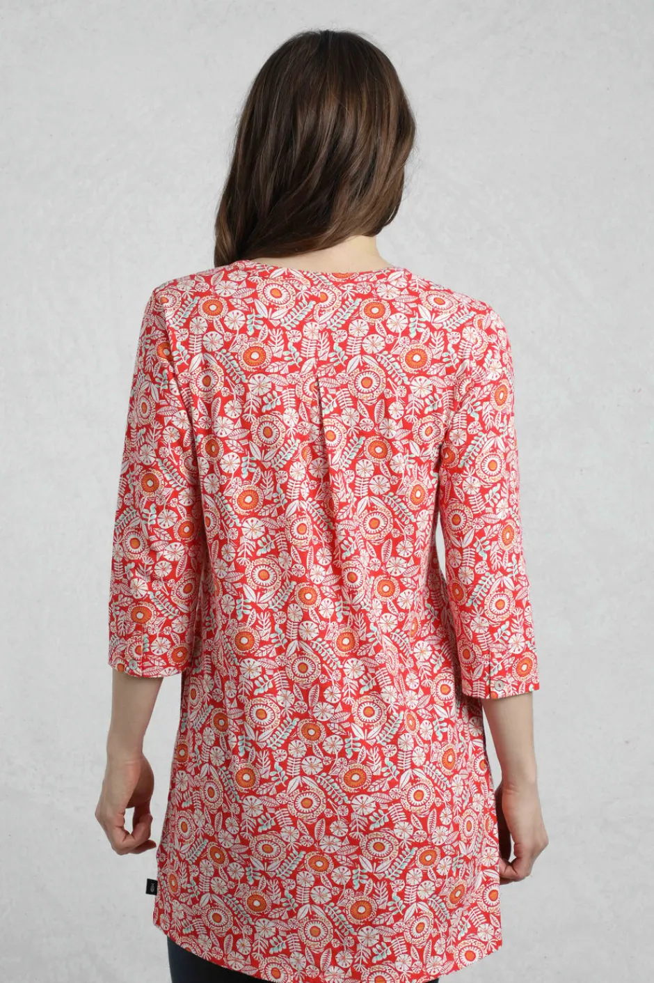 Weird Fish Tunics|Tops & T-Shirts|Ava Organic Cotton Printed Slub Tunic Tango Red