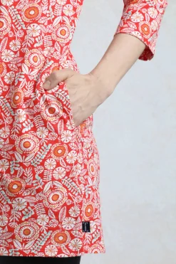 Weird Fish Tunics|Tops & T-Shirts|Ava Organic Cotton Printed Slub Tunic Tango Red