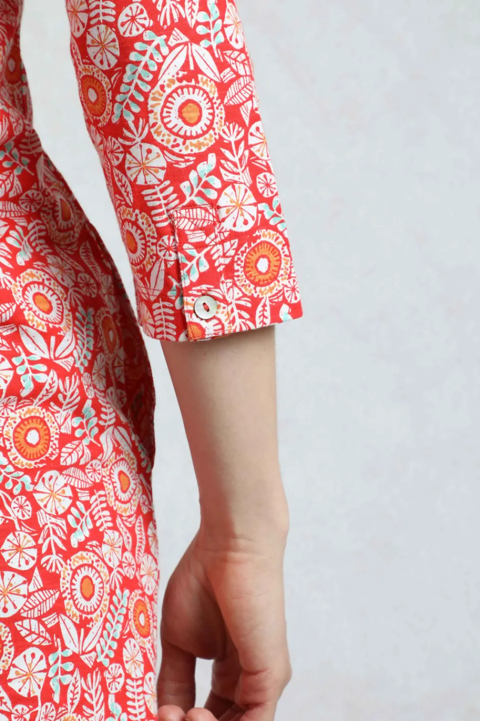 Weird Fish Tunics|Tops & T-Shirts|Ava Organic Cotton Printed Slub Tunic Tango Red