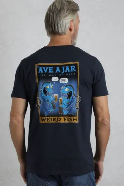 Weird Fish T-Shirts|Ave A Jar Back Print Artist T-Shirt Navy