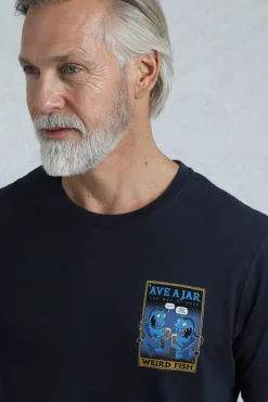 Weird Fish T-Shirts|Ave A Jar Back Print Artist T-Shirt Navy