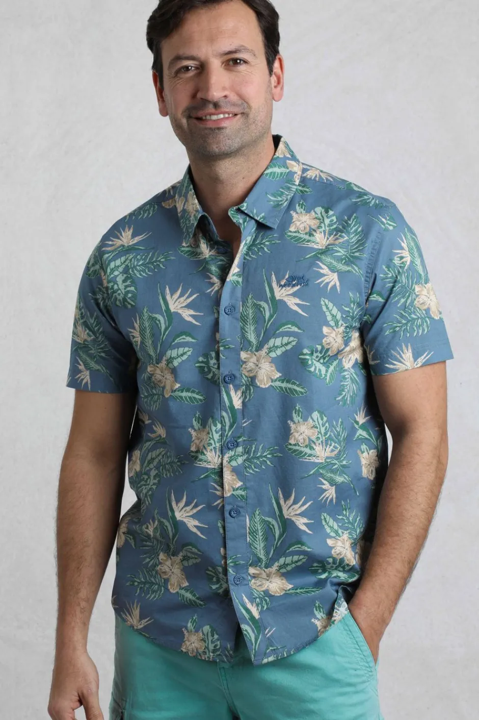 Weird Fish Shirts|Avondale Short Sleeve Printed Shirt Blue Mirage