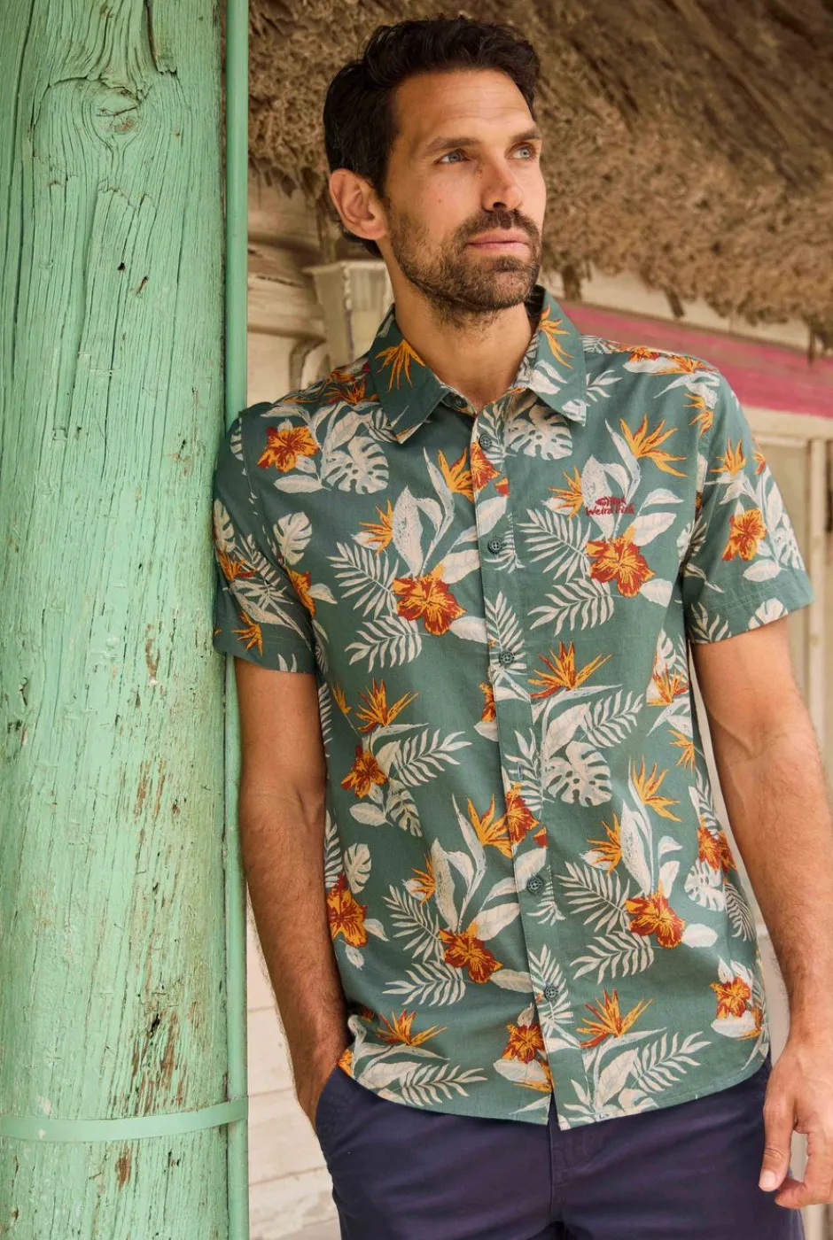 Weird Fish Shirts|Avondale Short Sleeve Printed Shirt Dusky Green