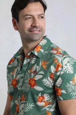 Weird Fish Shirts|Avondale Short Sleeve Printed Shirt Dusky Green