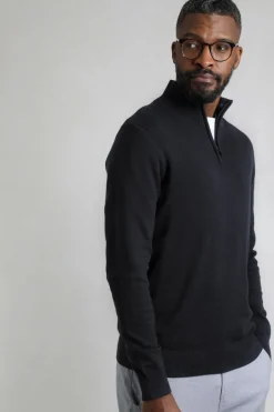 Weird Fish Jumpers & Knitwear|Baxter Fine Knit 1/4 Zip Jumper Navy