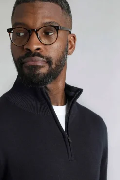 Weird Fish Jumpers & Knitwear|Baxter Fine Knit 1/4 Zip Jumper Navy