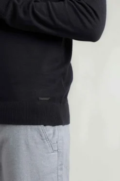 Weird Fish Jumpers & Knitwear|Baxter Fine Knit 1/4 Zip Jumper Navy