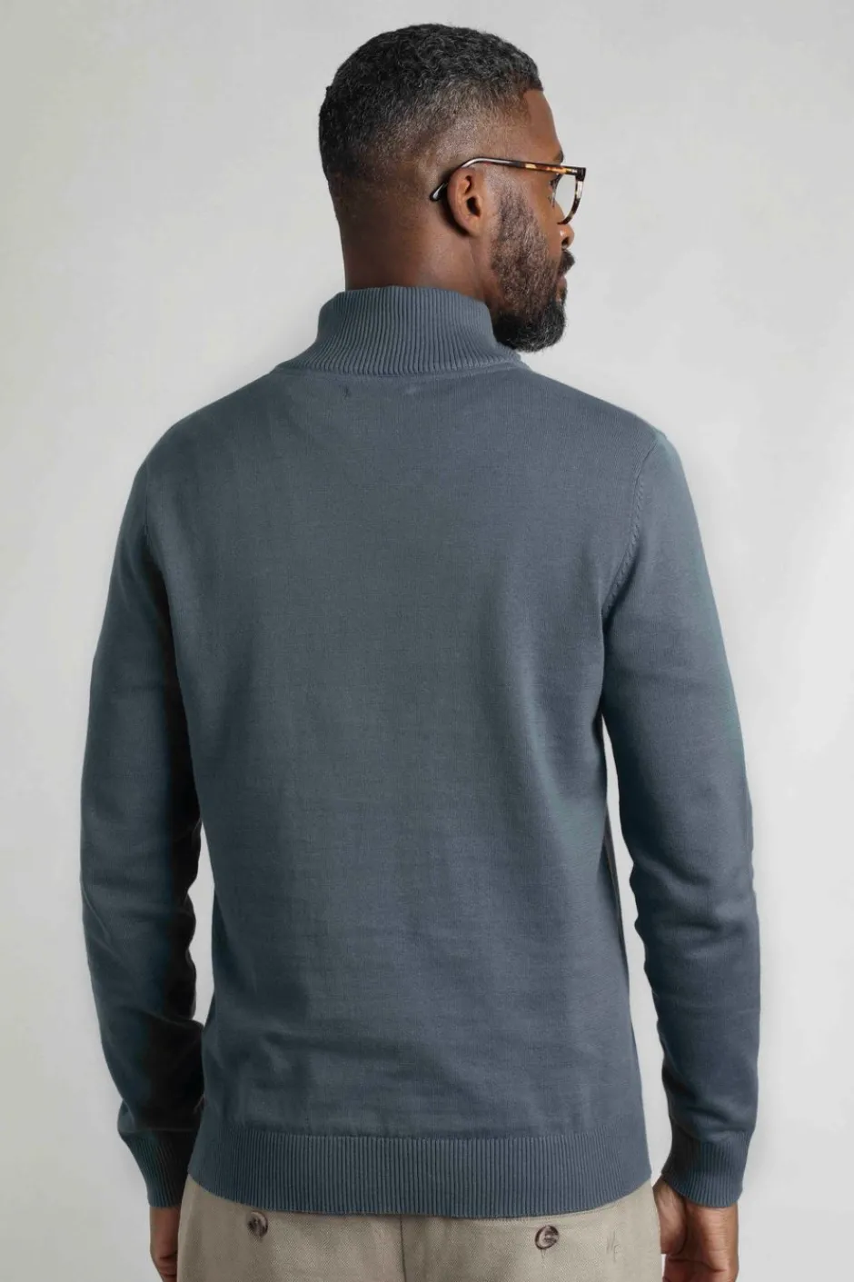 Weird Fish Jumpers & Knitwear|Baxter Fine Knit 1/4 Zip Jumper Blue Mirage