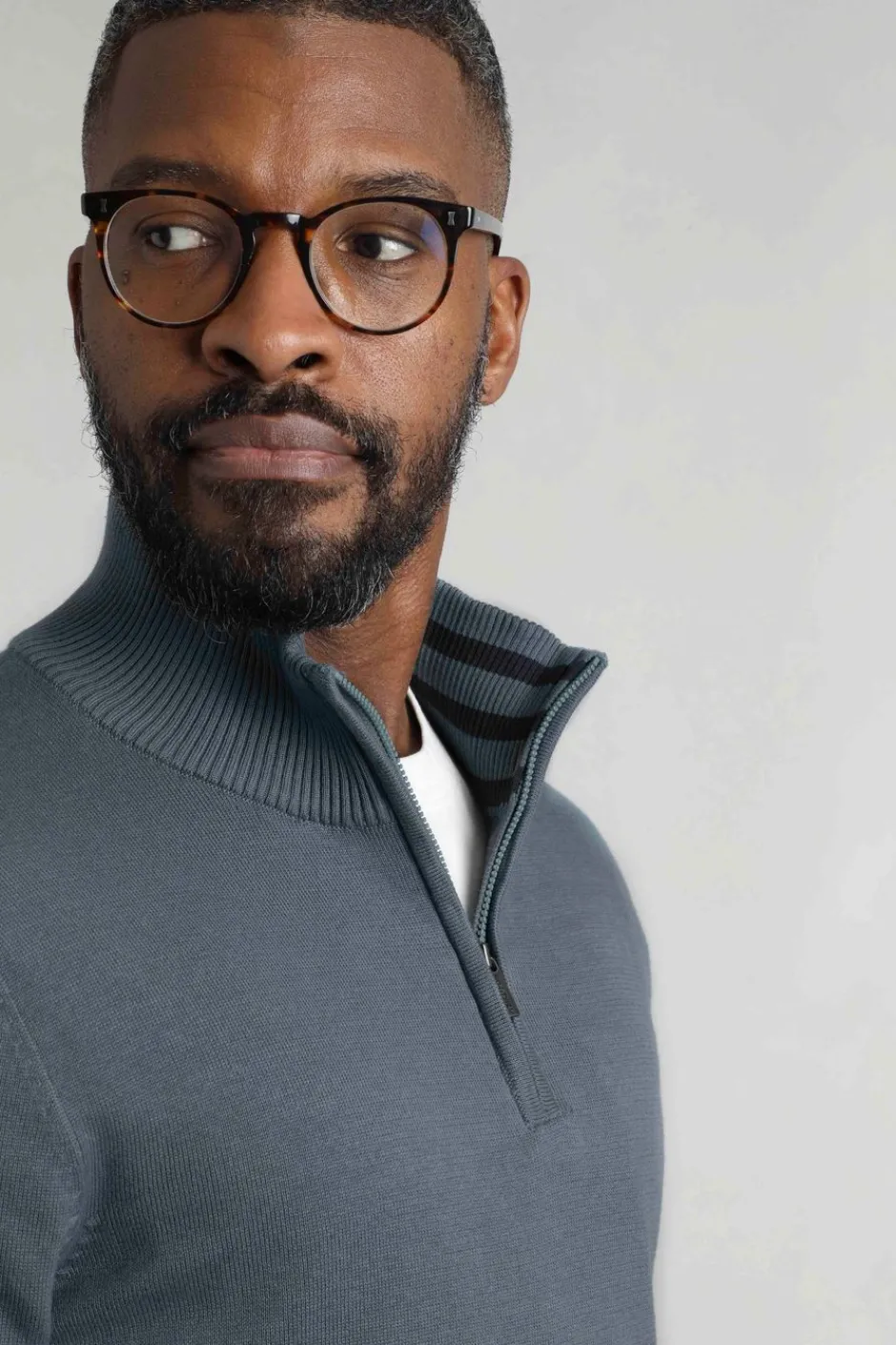 Weird Fish Jumpers & Knitwear|Baxter Fine Knit 1/4 Zip Jumper Blue Mirage