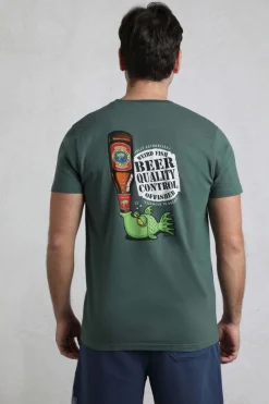 Weird Fish T-Shirts|Beer Offisher Back Print Artist T-Shirt Dusky Green