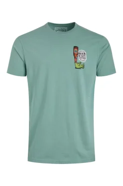 Weird Fish T-Shirts|Beer Offisher Back Print Artist T-Shirt Mineral Blue